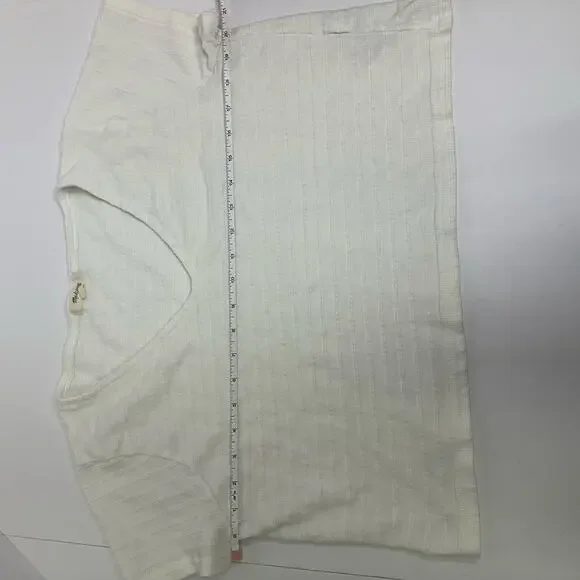 Madewell Cream Textured Cropped V-Neck Tee Size M - Picture 7 of 10